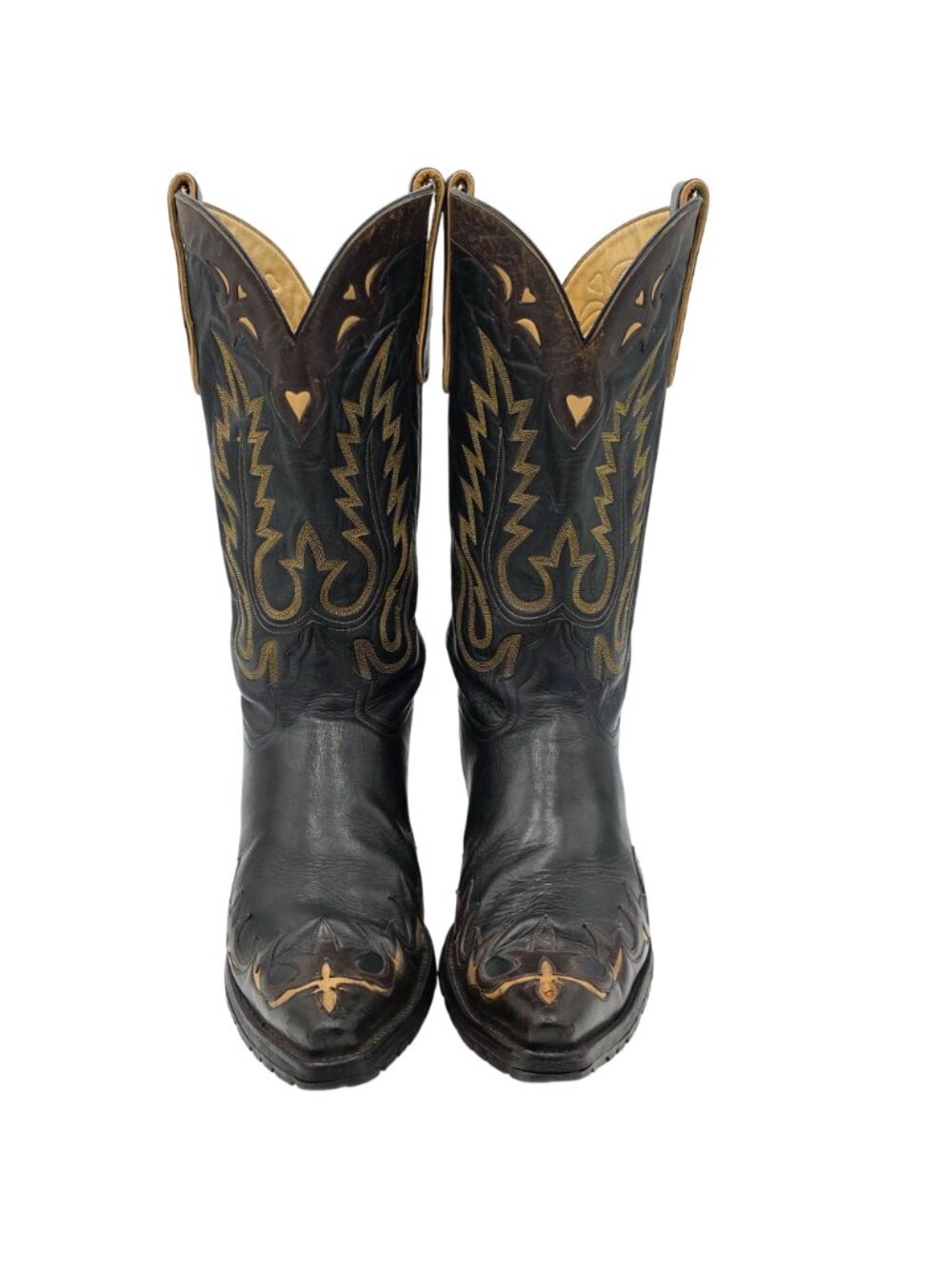 Liberty Boots Co Mens 12D Black Brown Leather Cowboy Western Biker Motorcycle - Picture 6 of 16